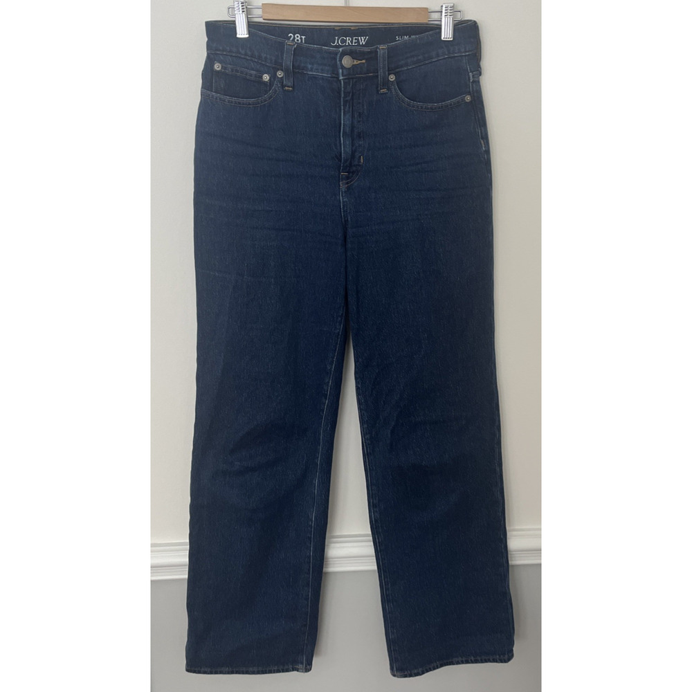 J Crew Slim Wide Leg‎ Jeans 28 Tall Dark Wash